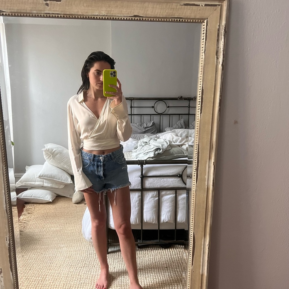& Other Stories Cream Wrap Blouse